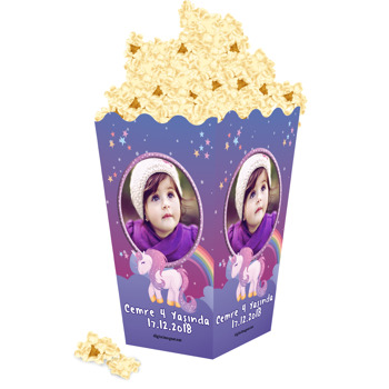 Unicorn Mor Temalı Popcorn Kutusu