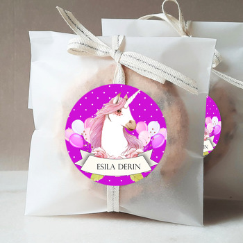 Unicorn Mor Temalı Sticker