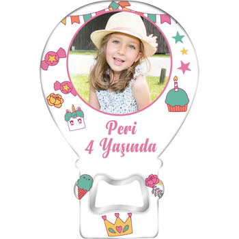 Unicorn Pasta ile Cupcake Temalı Balon Ahşap Magnet 