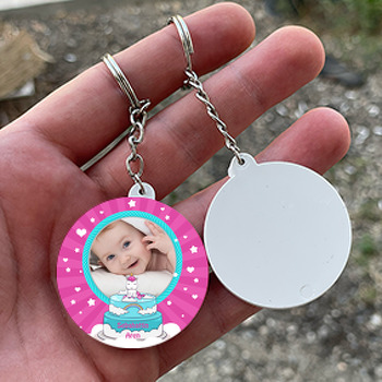 Unicorn Pasta Temalı Resimli Daire Plastik Anahtarlık