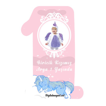 Unicorn Temalı Doğum Günü Magnet