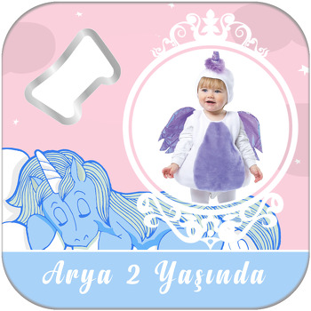 Unicorn Temalı Kare Magnet Açacak