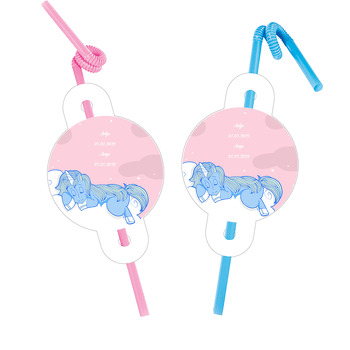 Unicorn Temalı Pipet ve Kartı