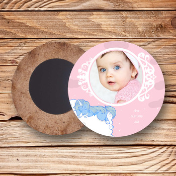 Unicorn Temalı Resimli Ahşap Daire Magnet