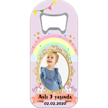 Unicorn ve Gökkuşağı Temalı Resimli  Magnet Açacak