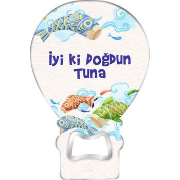 Uzak Doğu Uçurtma Şans Balıkları Temalı Balon Ahşap Magnet 