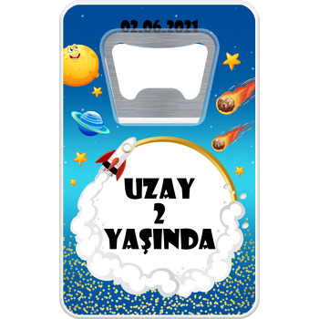 Uzay Mavi Galaksi Temalı Dikdörtgen Magnet Açacak