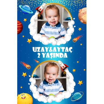 Uzay Mavi Galaksi Temalı Doğum Günü Magnet