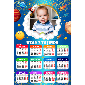 Uzay Mavi Galaksi Temalı Takvim Magnet