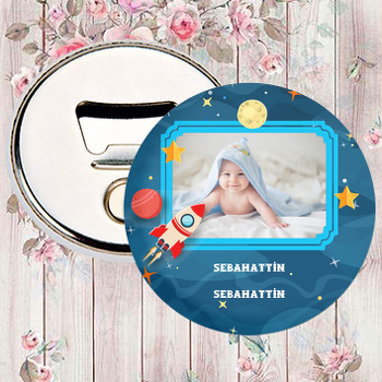 Uzay Temalı Fotoğraflı Magnet Açacak