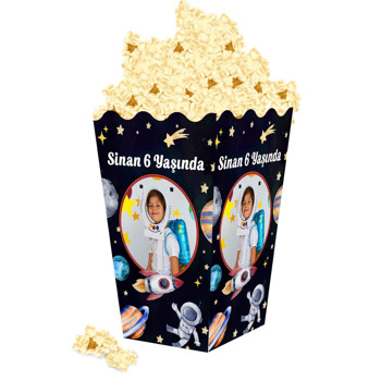 Uzayda Astronot ile Yıldızlar Temalı Popcorn Kutusu