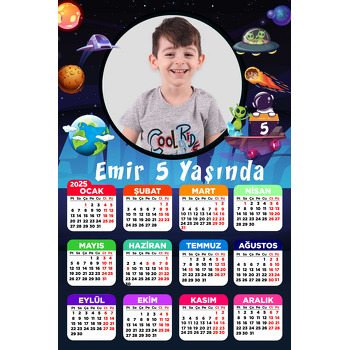 Uzayda Uzaylı ve Astronot Temalı Takvim Magnet