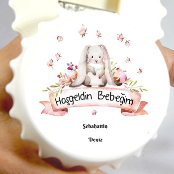 Uzun Kulaklı Tavşan Temalı Kapak Açacak Magnet