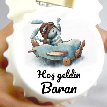 Vintage Uçaklı Tavşan Temalı Kapak Şekilli Magnet Açacak