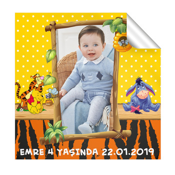 Winnie The Pooh 2  Temalı Doğum Günü Kare Etiket