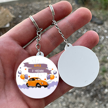 Woswos Temalı Daire Plastik Doğum Günü Anahtarlık