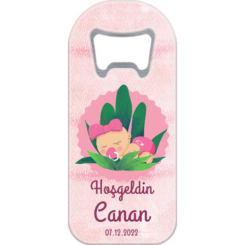 Yapraklar İçerisinde Uyuyan Kız Bebek Temalı Uzun Magnet Açacak