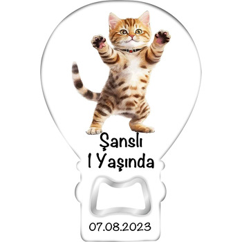 Yaramaz Tekir Yavru Kedi Temalı Balon Ahşap Magnet 