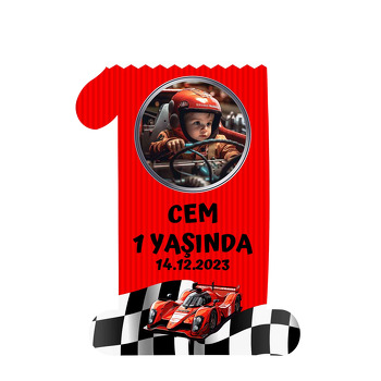 Yarış Arabası Temalı Doğum Günü Magnet