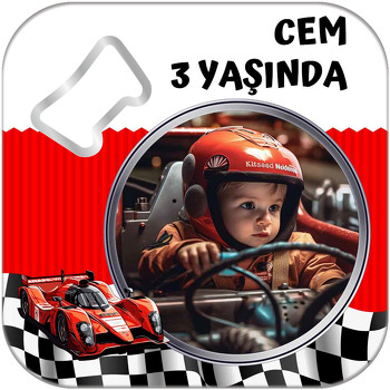 Yarış Arabası Temalı Kare Magnet Açacak