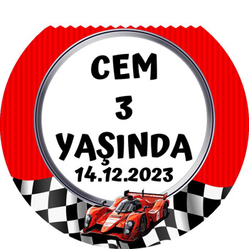 Yarış ArabasıTemalı Akrilik Daire Magnet
