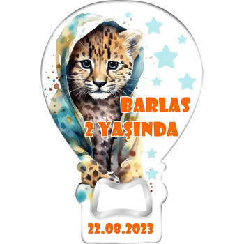 Yavru Çita ile Mavi Yıldılar Temalı Balon Ahşap Magnet 