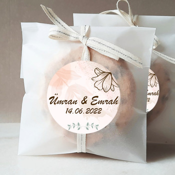 Yavruağzı Fonda Çizgisel Çiçek Temalı Sticker