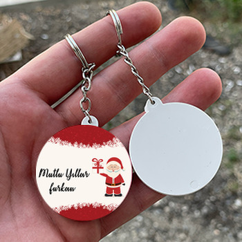 Yeni Yıl  Daire Plastik Anahtarlık