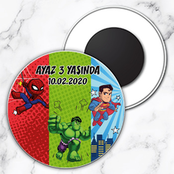 Yenilmezler  Temalı Daire Plastik Magnet