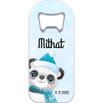 Yeniyıl Şapkalı Panda ile Mavi Fon Temalı Uzun Magnet Açacak