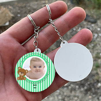  Yeşil Ayıcık Temalı Doğum Günü Daire Plastik Anahtarlık