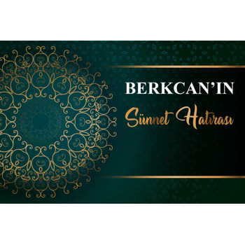 Yeşil Degradeli Fonda Gold Mandala ile Sünnet Temalı Plastik Magnet