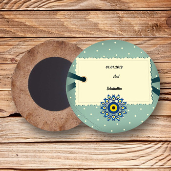 Yeşil Desenli Sünnet Temalı Ahşap Magnet