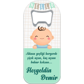 Yeşil Hello Flama ile Bebek Temalı Uzun Magnet Açacak