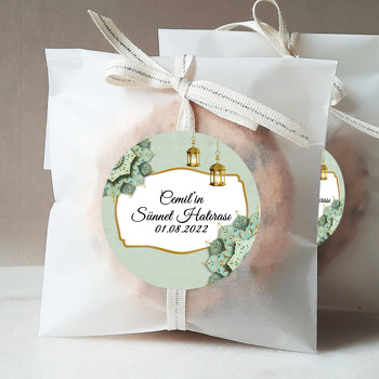 Yeşil ile Gold Mandalada Sünnet Temalı Sticker