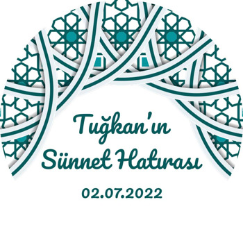 Yeşil Kündekari Desen ile Sünnet Temalı Akrilik Daire Magnet