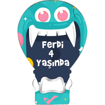 Yeşil Lacivert Canavar Ağzı Temalı Balon Ahşap Magnet 