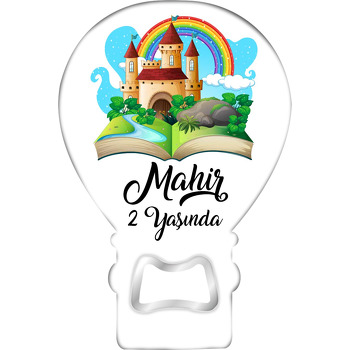 Yeşil Orman ile Masal Kitabı Temalı Balon Ahşap Magnet 