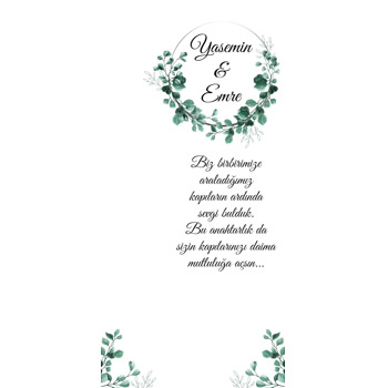 Yeşil Yapraklar ile Silver Çerçeve Temalı Hediyelik Kart