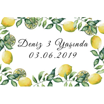 Yeşil Yapraklı Limon Temalı Doğum Günü Magnet