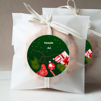 Yeşil Zeminli Noel Çoraplı Yeni Yıl Temalı sticker
