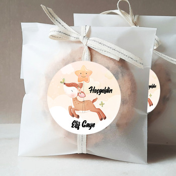 Yıldız Balon ile Uçan Geyik Temalı Sticker