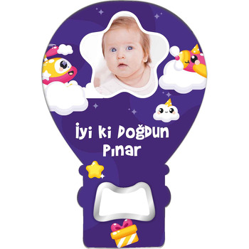 Yıldız Çerçeve ile Uçaklar Temalı Balon Ahşap Magnet 