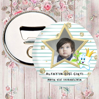 Yıldız Çerçeveli Kral Diş Temalı Diş Buğdayı Magnet Açacak
