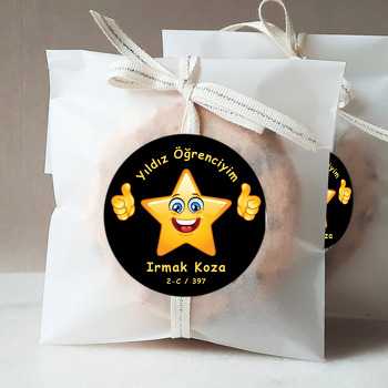 Yıldız Öğrenciyim Siyah Fon Temalı Sticker