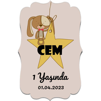 Yıldızda Oturan Köpek Temalı Özel Kesim Magnet