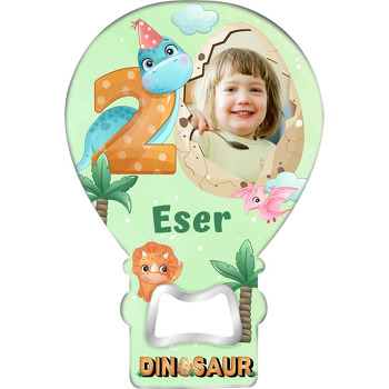 Yumurta Çerçeve ile 2 Yaş Dinazor Temalı Balon Ahşap Magnet 