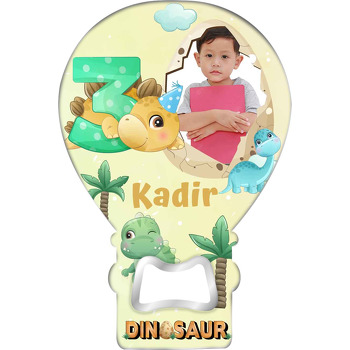 Yumurta Çerçeve ile 3 Yaş Dinazor Temalı Balon Ahşap Magnet 
