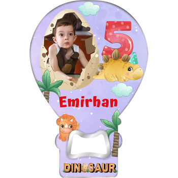 Yumurta Çerçeve ile 5 Yaş Dinazor Temalı Balon Ahşap Magnet 