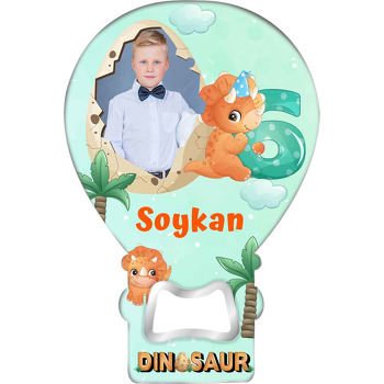 Yumurta Çerçeve ile 6 Yaş Dinazor Temalı Balon Ahşap Magnet 